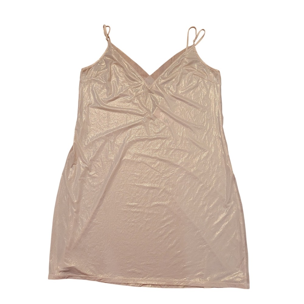 Victorias Secret L Slip Dress Champagne Metallic Shimmer V Neck Lingerie Sexy